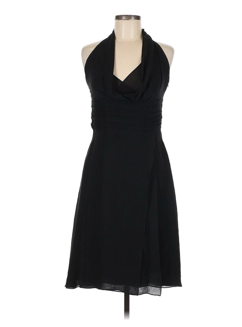 CELINE 100% Silk Women's Halter neckline Sz 42 US10 Little Black Cocktail Luxury